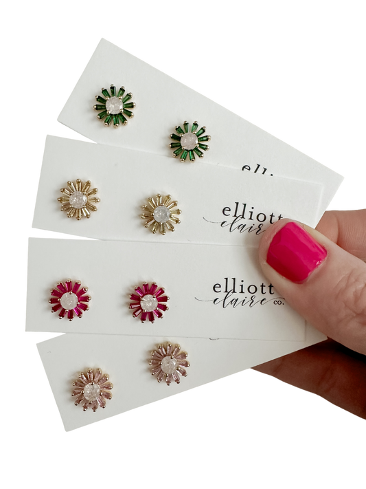 Cubic Zirconia Flower Studs