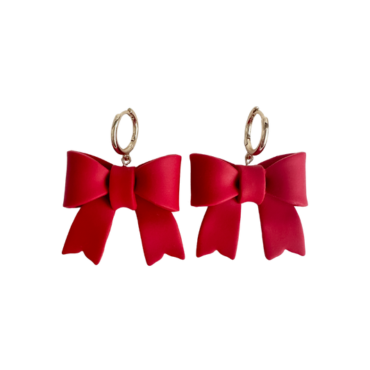 Red Coquette Bow Dangles