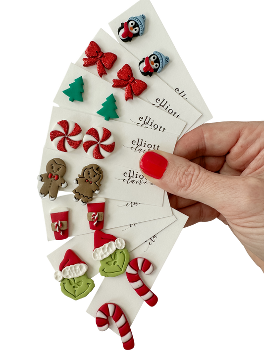 Clay Christmas Studs