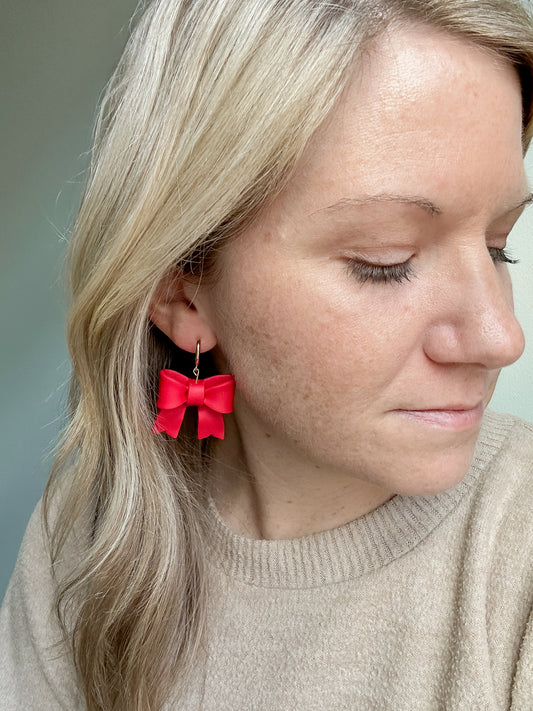 Red Coquette Bow Dangles