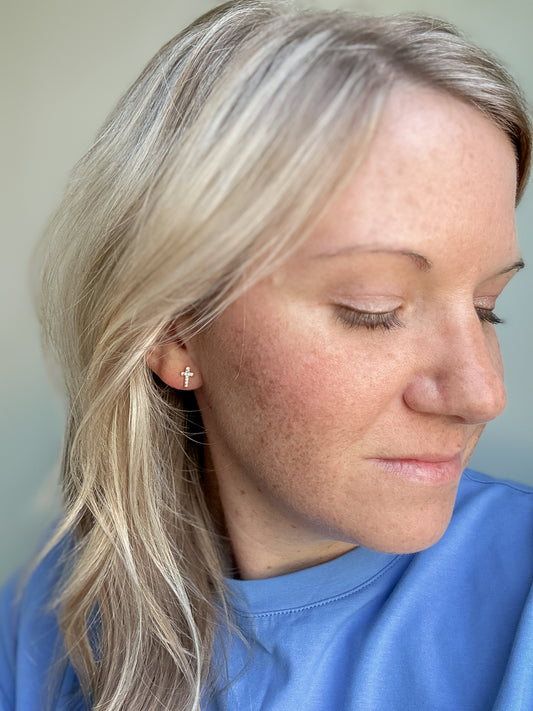 CZ Cross Studs