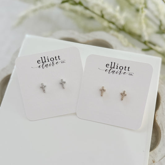 CZ Cross Studs