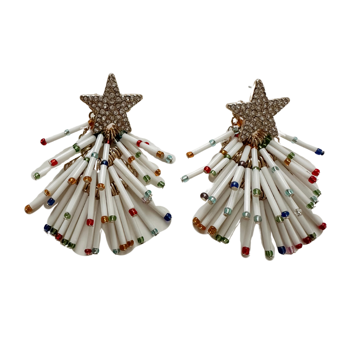 Star Christmas Tree Dangles in White
