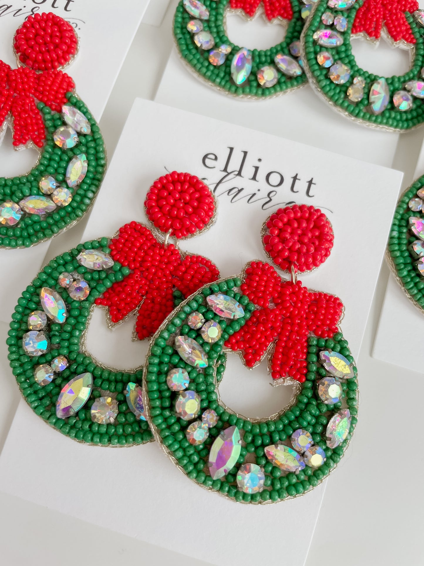 Beaded Christmas Wreath Dangles